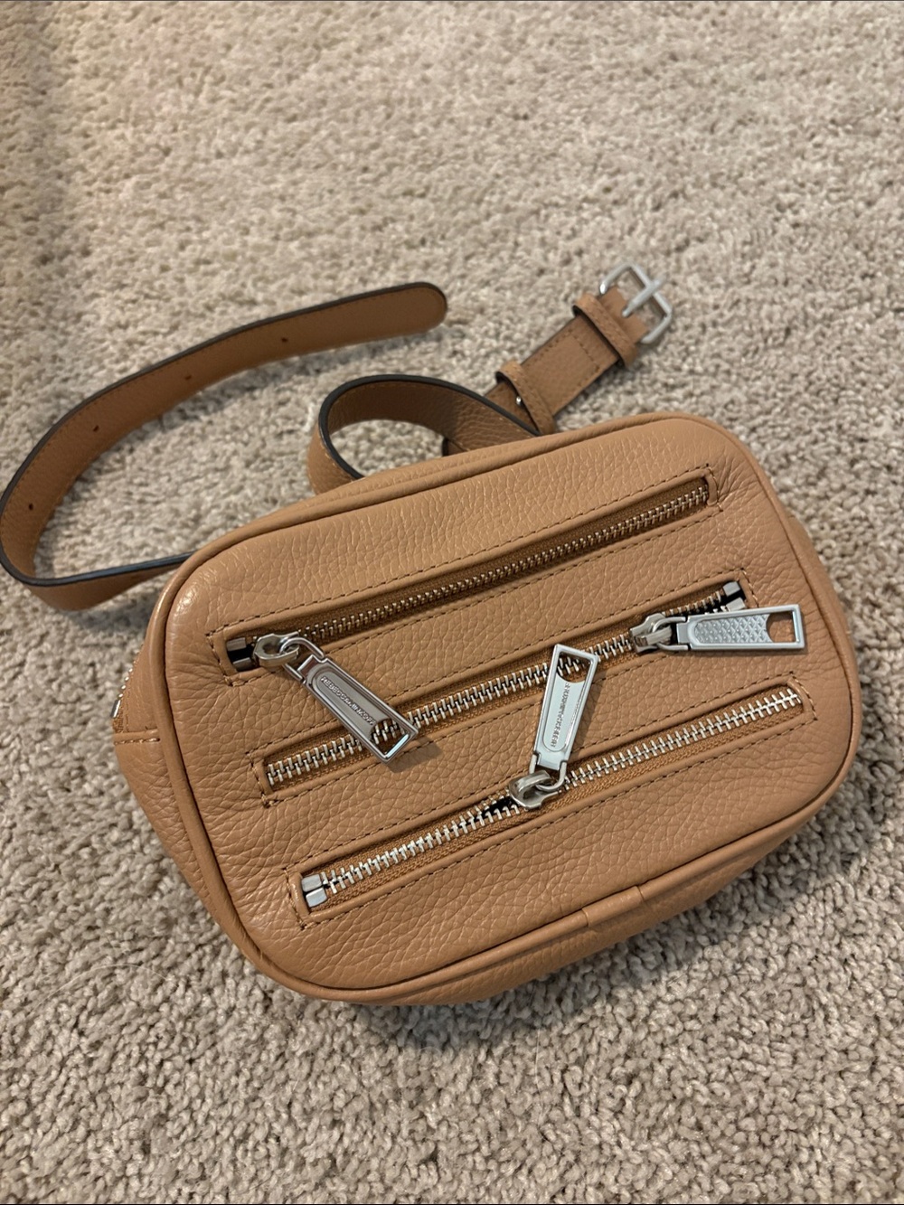 Tan Leather Crossbody Belt Bag